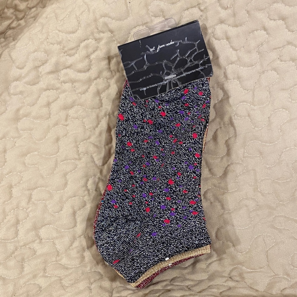 NWT OUT FROM‎ UNDER 3 Pack Shiny Polka Dot Ankle Socks